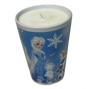 Handmade Peppermint Candle in Disney Frozen Elsa and Olaf Glass Container A92